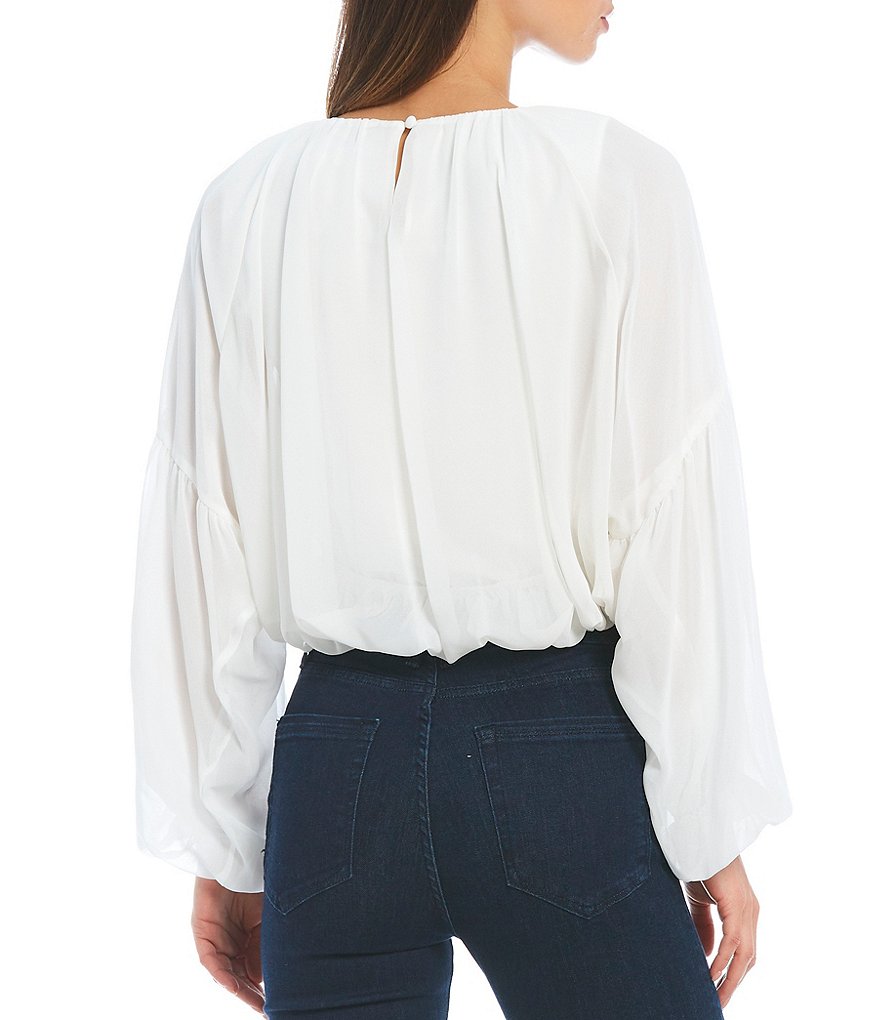 Gianni Bini Maurissa Chiffon Long Sleeve Knit Top