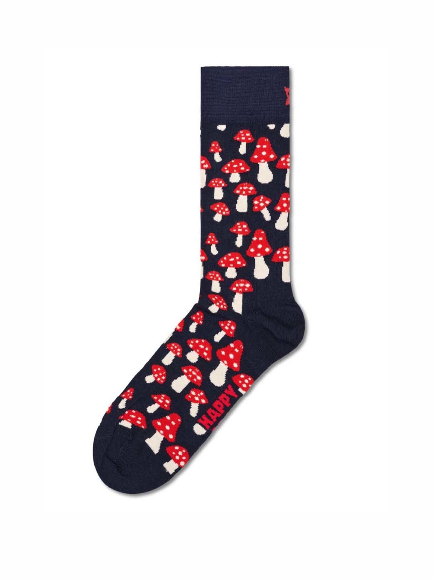 Happy Socks Mushroom Navy & Red Cotton Printed Socks (36-40)