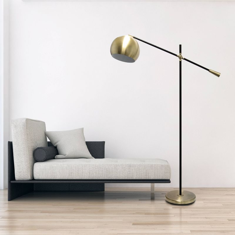 Swivel Floor Lamp with Inner Dome Shade Antique Brass - Lalia Home