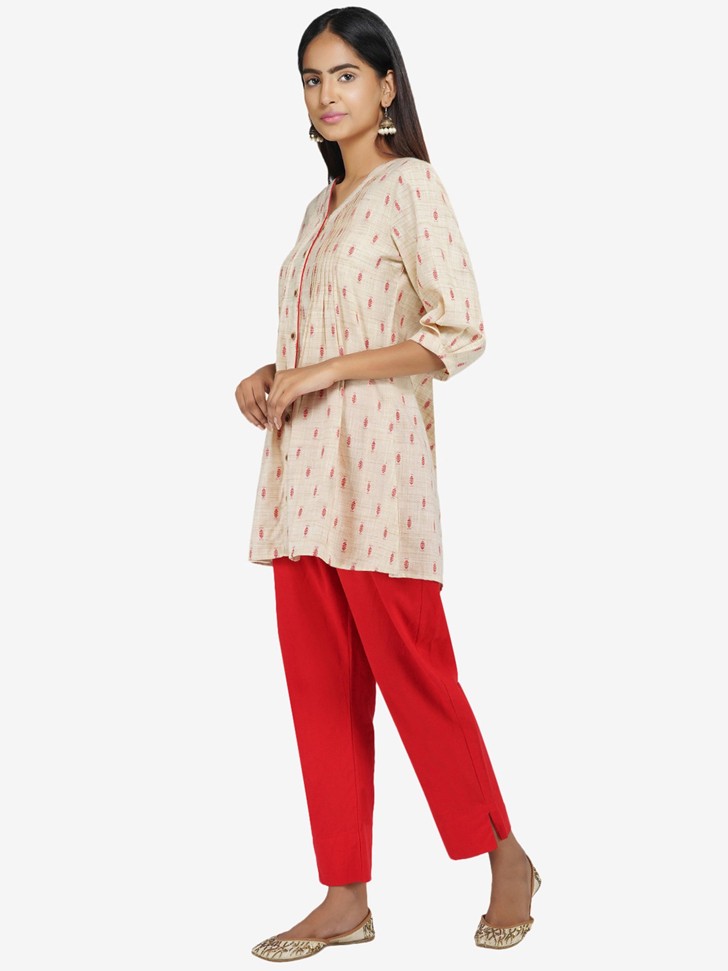 Paislei Beige Cotton Kurta