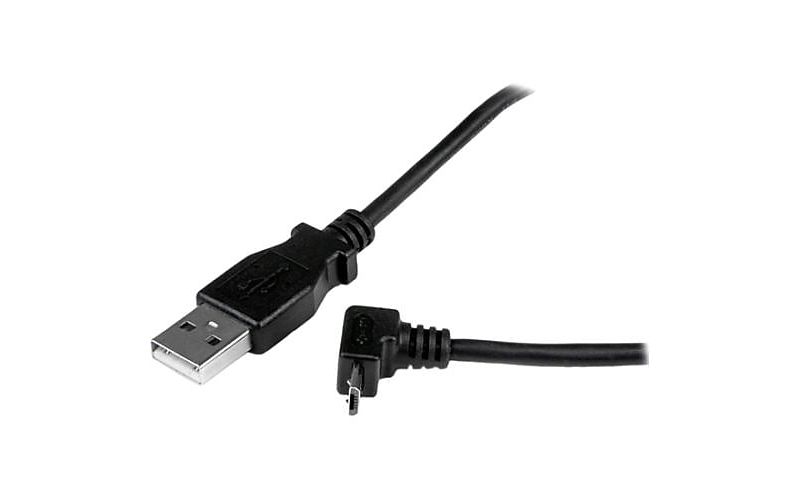 StarTech 6.56' A to Up Angle Micro B USB Cable, Black USBAUB2MU