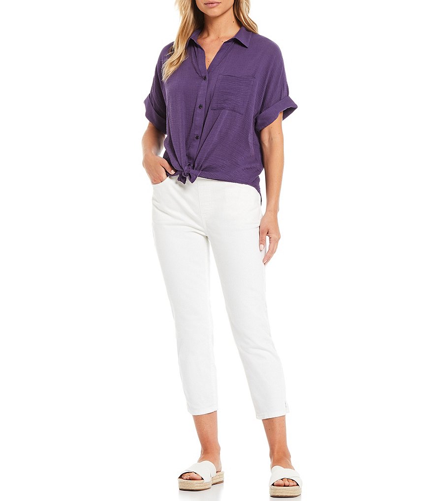 Westbound Drop Shoulder One Pocket Tie-Front Shirt