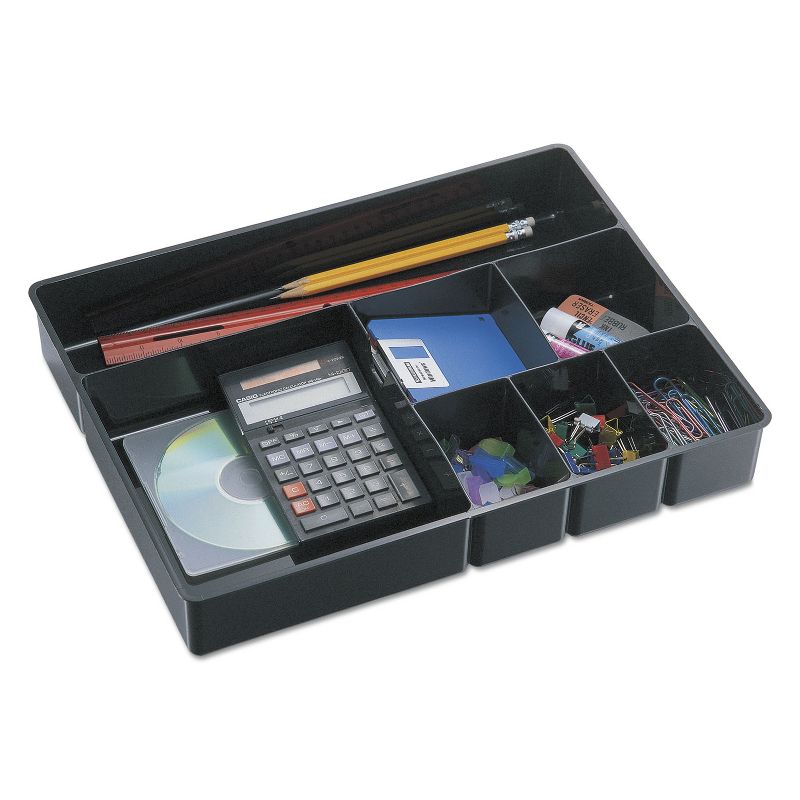 Officemate Deep Desk Drawer Organizer Tray 9-Comp Black 21322