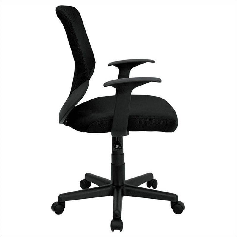 Mid-Back Black Mesh Tapered Back Swivel Task Chair with T-Arms