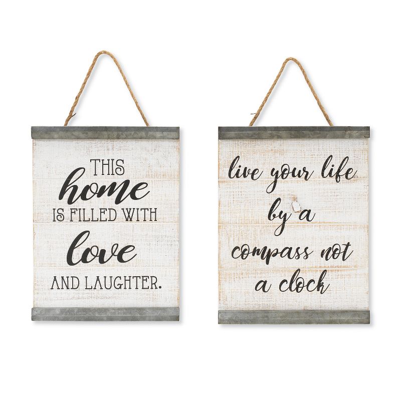 Gerson International 15.75-Inch High Assorted Wood and Metal Accent Wall D'ecor, Set of 2