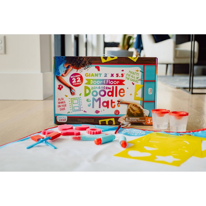 Giant Aqua Draw Door & Floor Doodle Mat with 22 Mess-Free Tools – Chuckle & Roar
