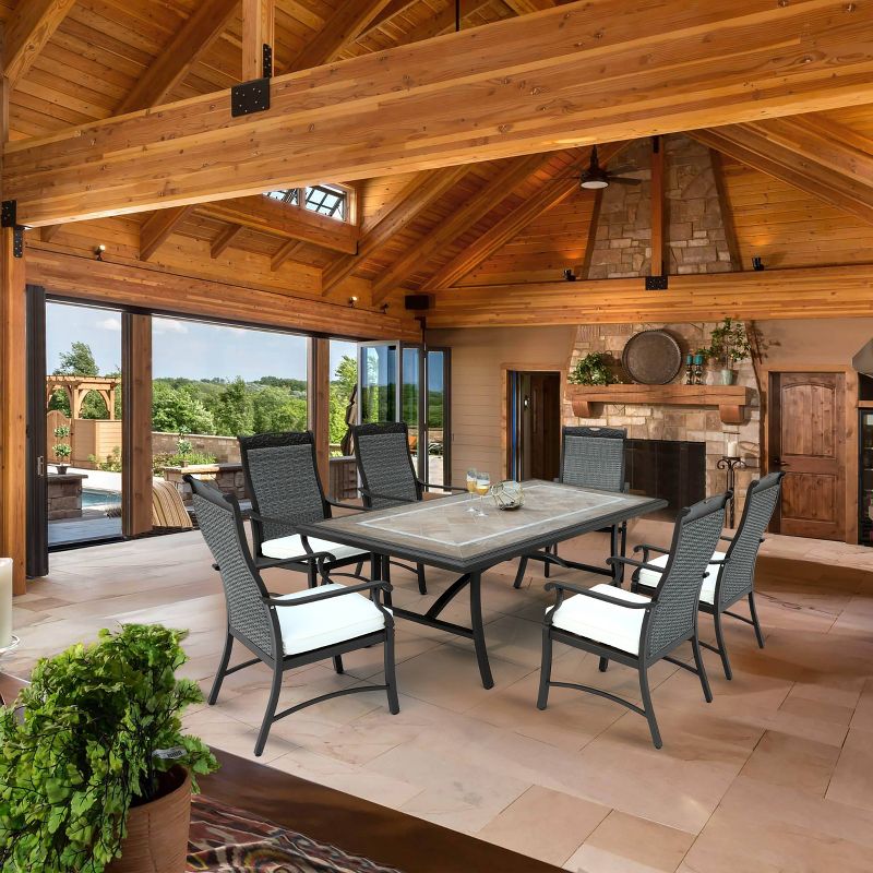 7pc Outdoor Wicker Dining Set Brown - Nuu Garden