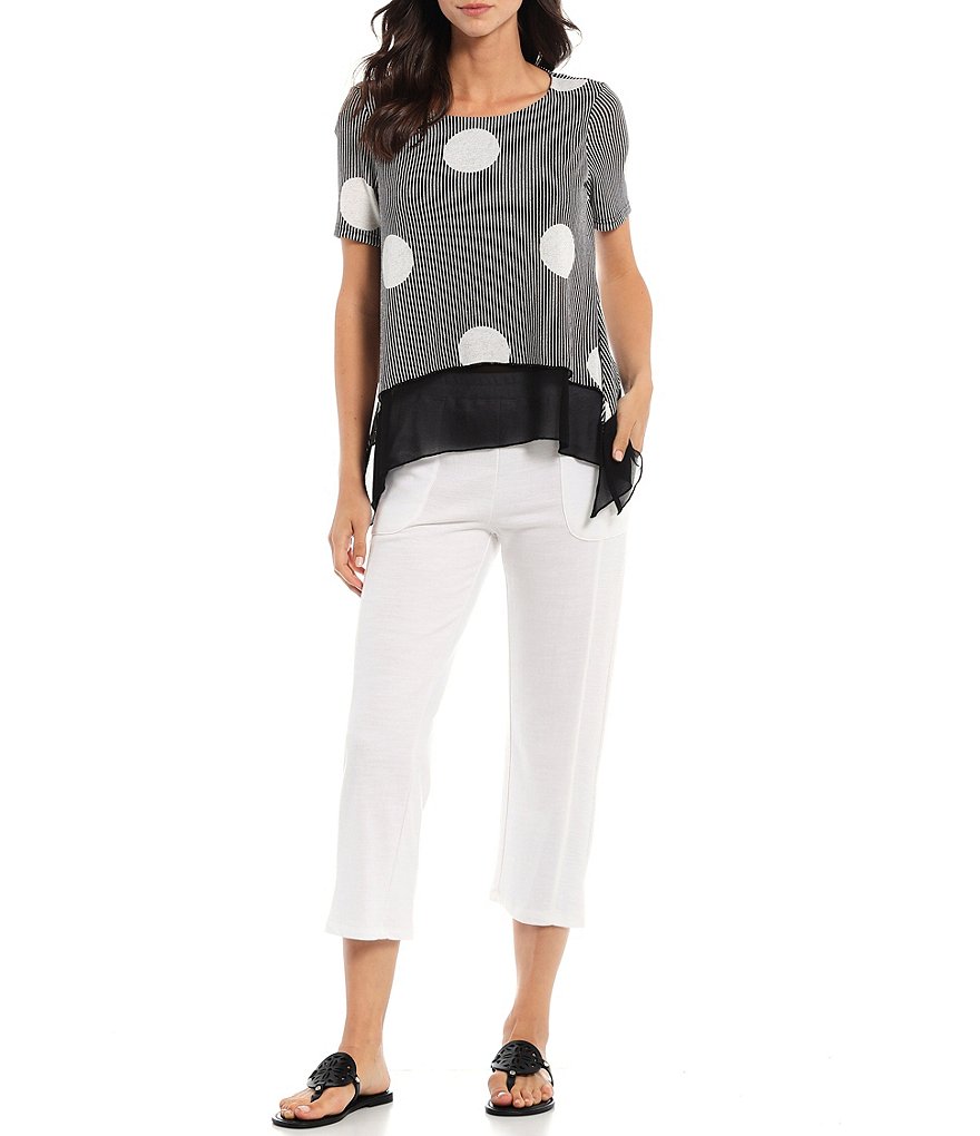 Ali Miles Petite Size Baby French Terry Pull-On Crop Pants