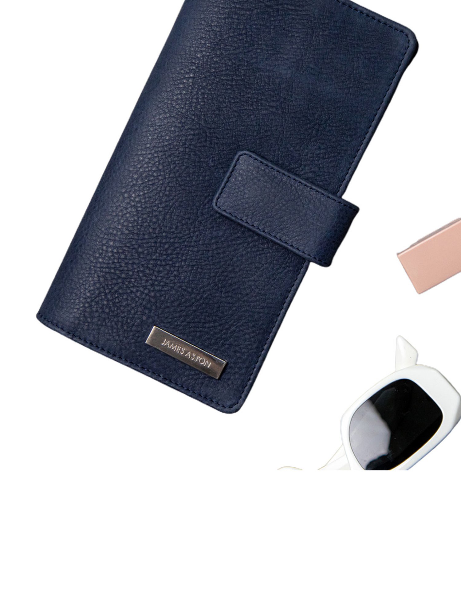 James Aston Sof&iquest;a Navy Blue Leather Clutch