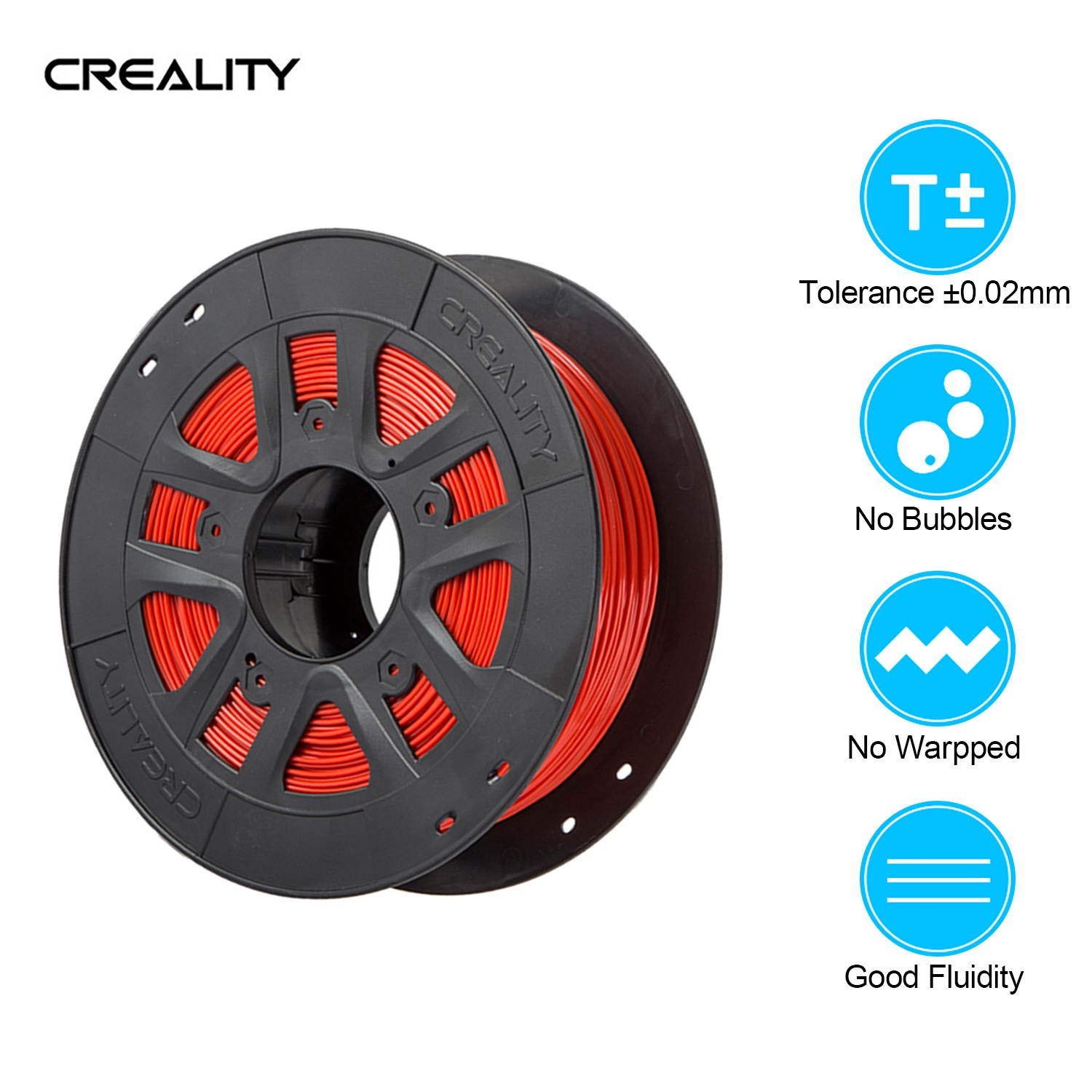 Creality 3D Printer PLA Filament 1.75mm 1kg/2.2lbs Filament Dimensional Accuracy +/- 0.02 mm, Red