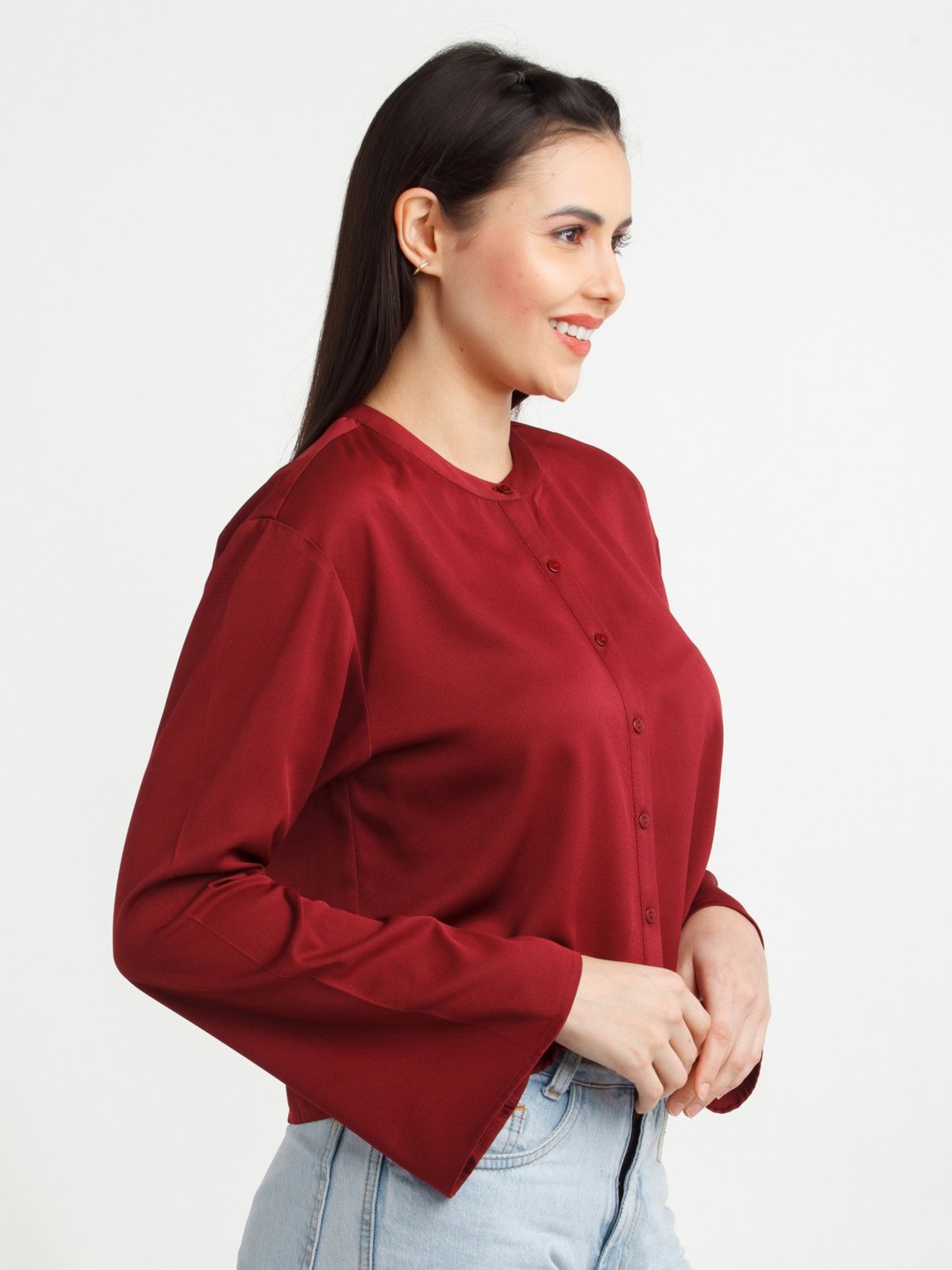 Zink London Maroon Regular Fit Top