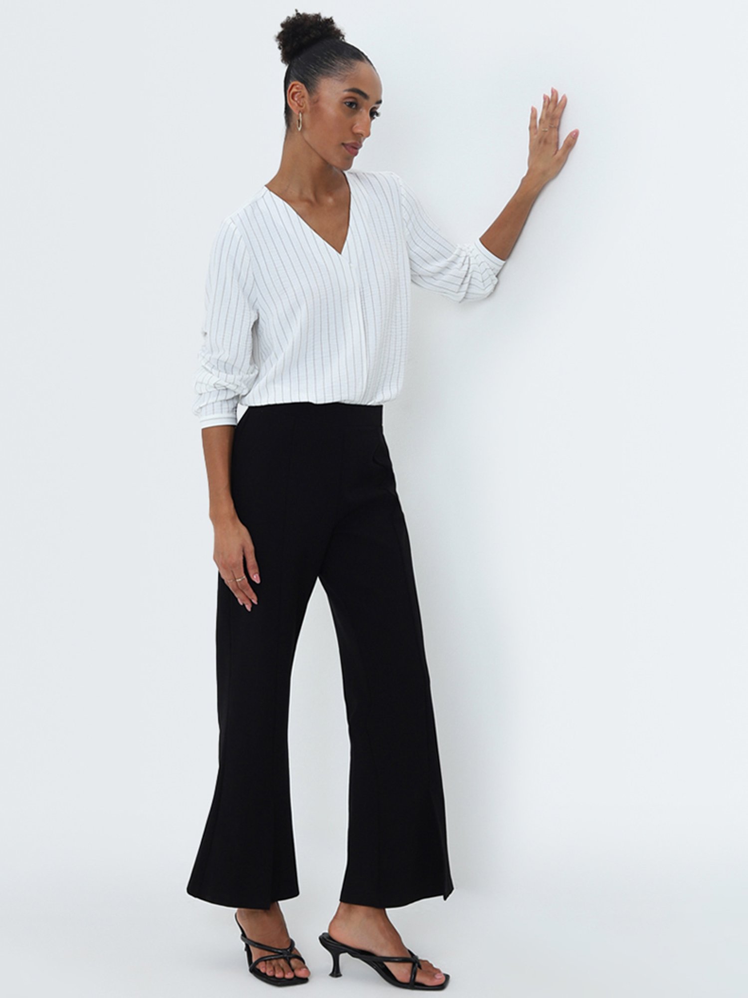 Wardrobe by Westside White Stripe Printed Top