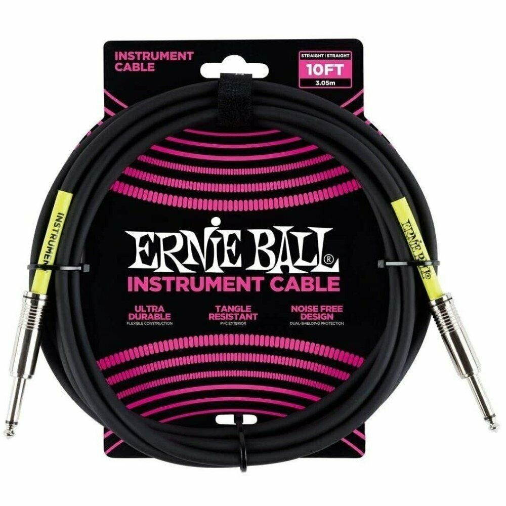 2 Pcs of Ernie Ball 6048 Ultraflex 10' Straight/Straight Instrument Cable, Black