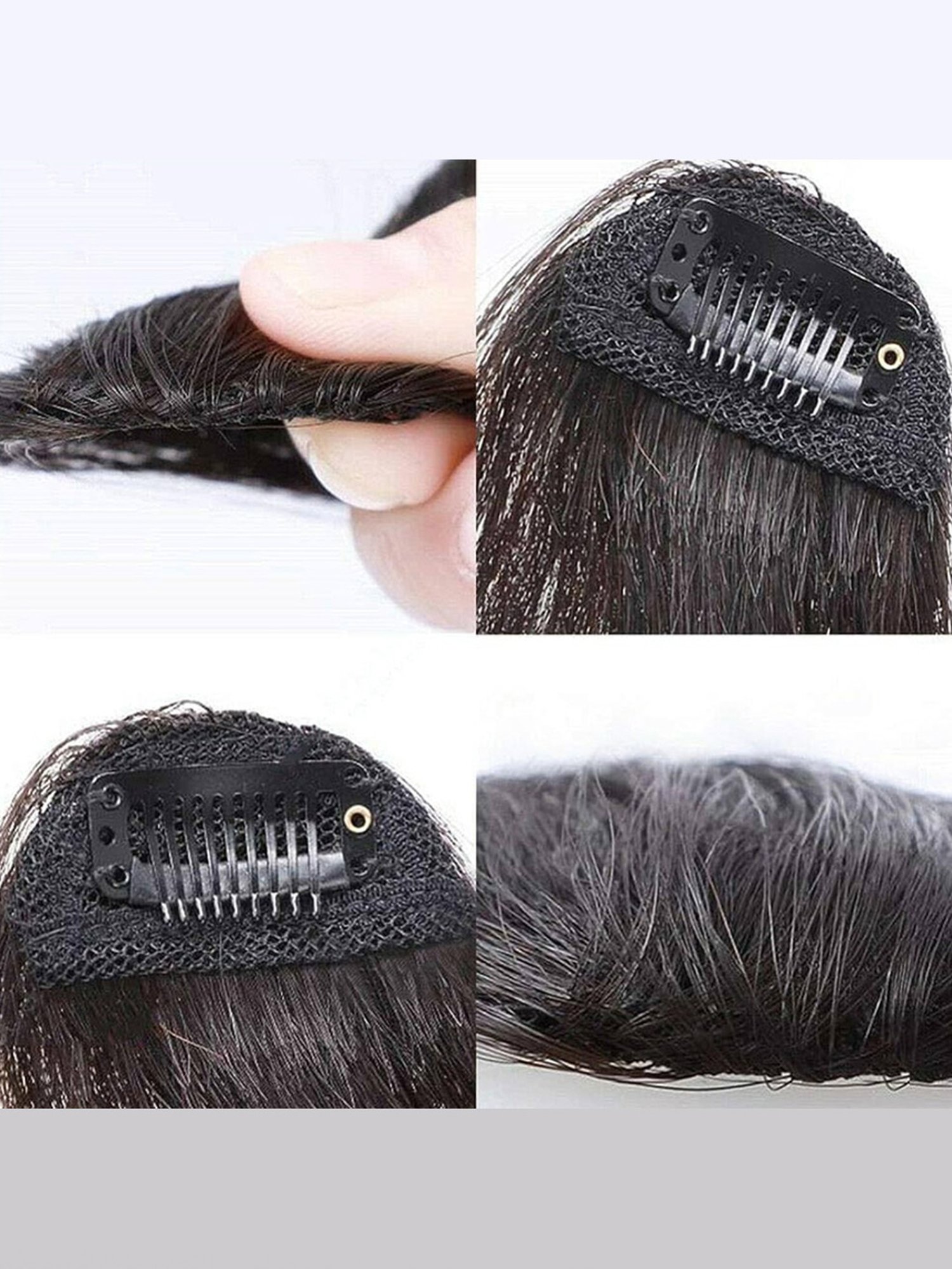 Bronson Professional Clip-In Bangs Fringe Hair Extensions - Natural Black No. 3