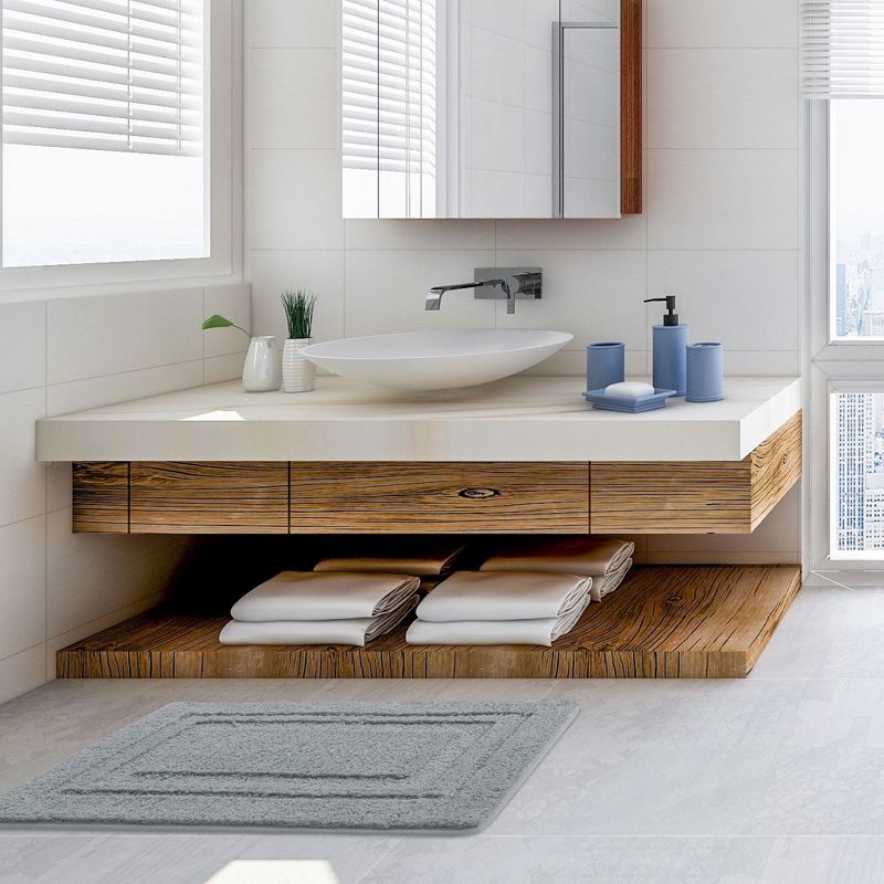 1'8"x2'6" Rectangle Indoor and Outdoor Polyurethane Floor Mat Gray - PiccoCasa