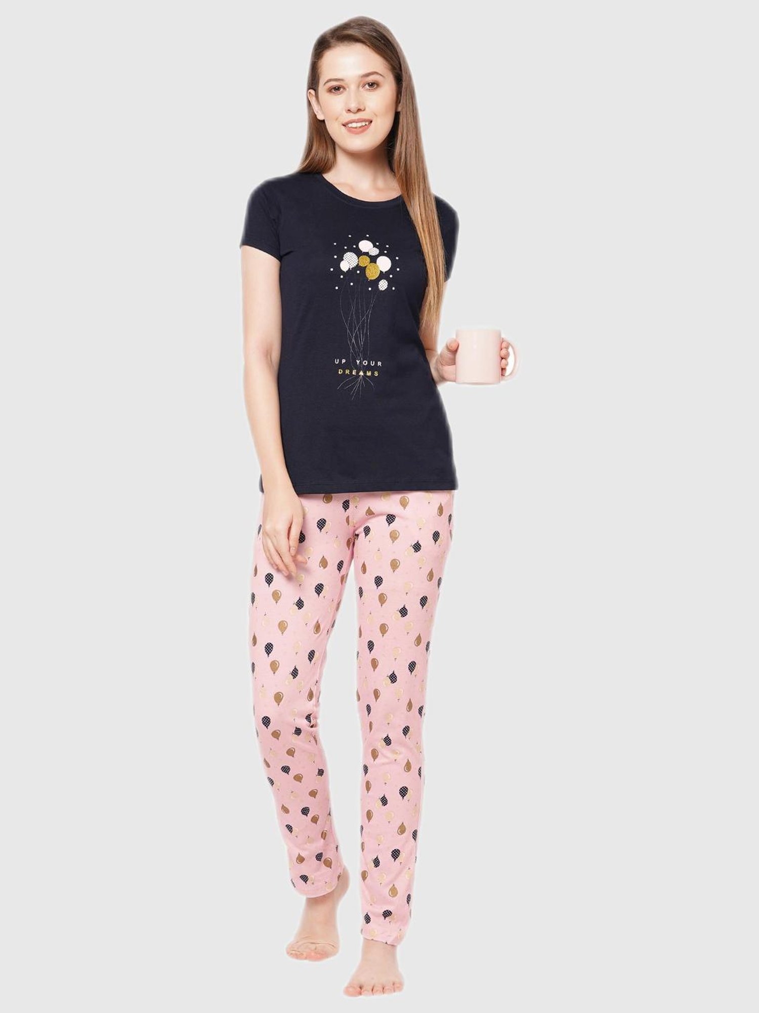 Sweetdreams Navy Graphic Print Pajama Set