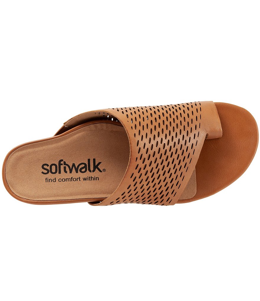 Softwalk Corsica II Perforated Leather Toe Ring Slide Sandals