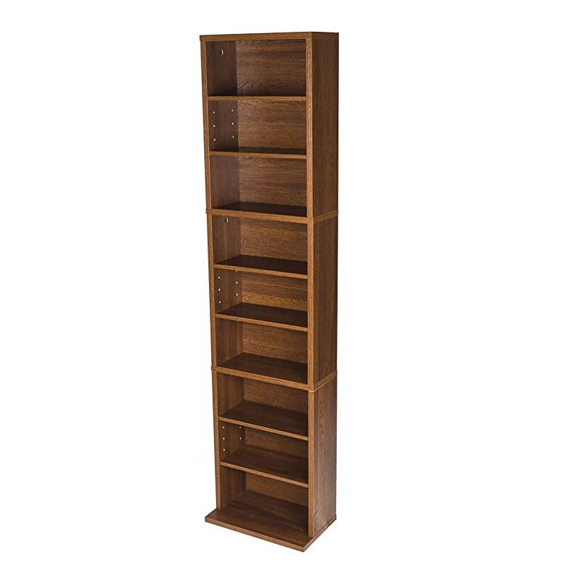 Herrin Adjustable Media Cabinet - Holds 261CD, 114DV, 132 Games PN74736249 in Textured Chestnut