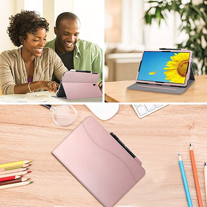 Case for Samsung Galaxy Tab S4 105 2018 Model SMT830T835T837 MultiAngle Viewing Stand Cover with S Pen Protective Holder Auto SleepWake Feature Rose Gold