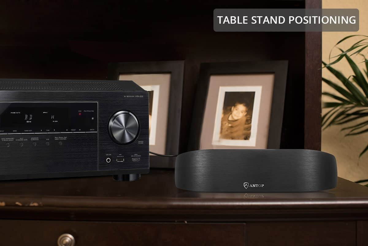 ANTOP AM/FM Antenna Amplified Indoor Radio Antenna 50 Miles Range with Adapter Connector and 6ft Coaxial Cable