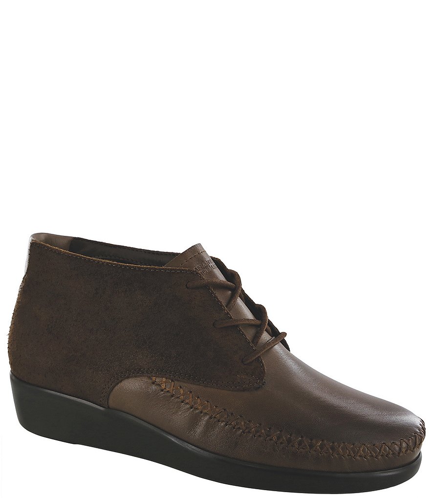 SAS Kich Suede Lace-Up Ankle Wedge Booties