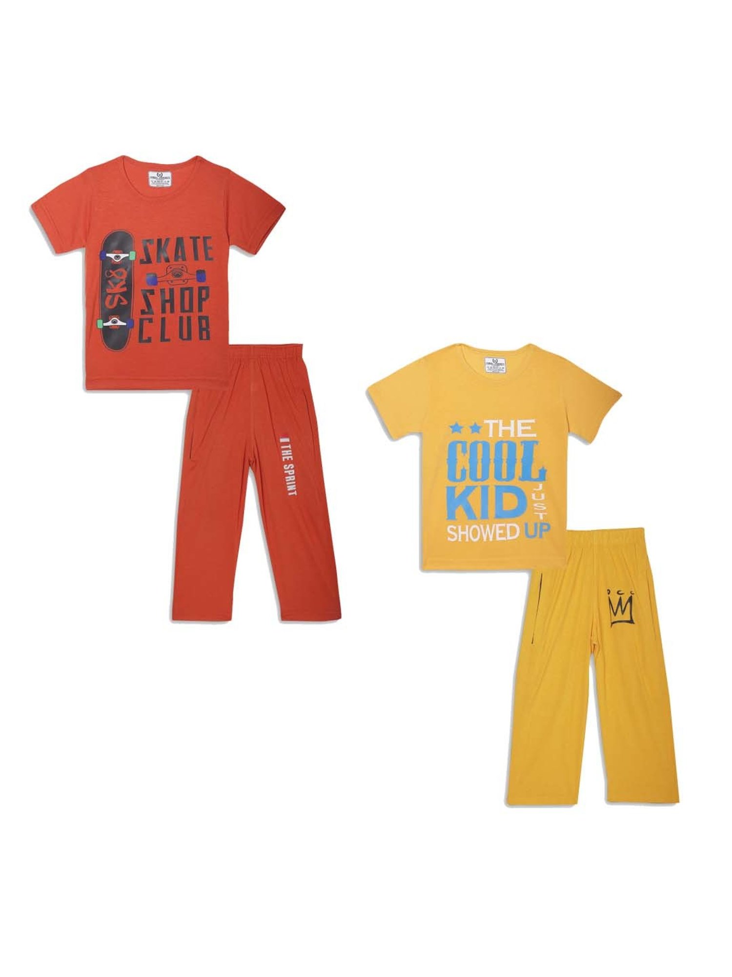 Vimal Jonney Kids Red & Yellow Printed T-Shirt Set