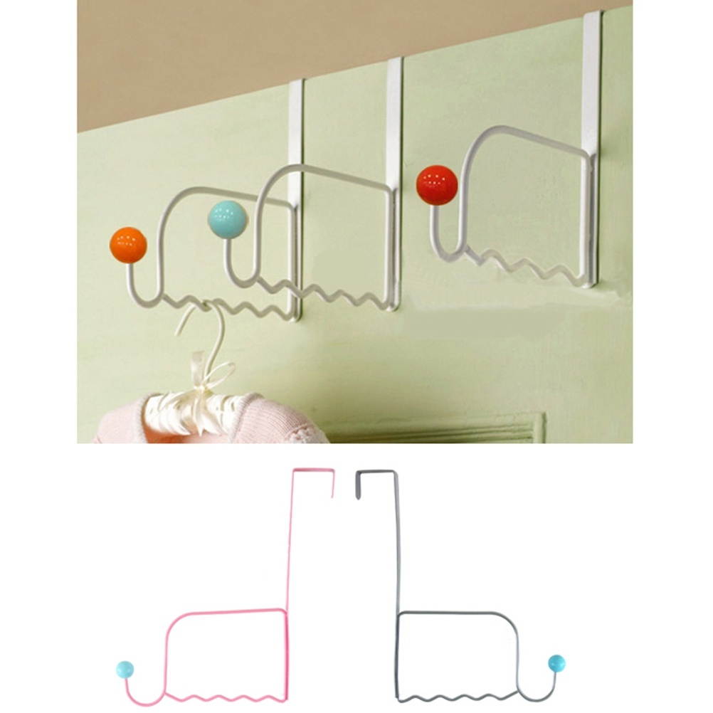 2pcs Ceramic Bead Towel Clothing Hanging Rack Iron Over Door Storage Racks Hat Bag Holder With Hooks Household Storage Organizer (Assorted Colors)