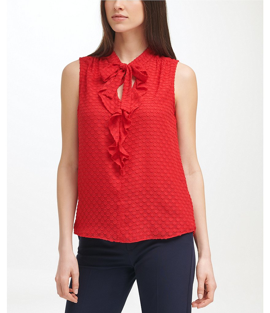 Tommy Hilfiger V-Neck Long Sleeve Printed Button Front Blouse