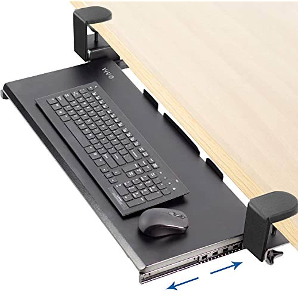 VIVO Extra Sturdy Clamp-on Computer Keyboard and Mouse Under Desk Slider Tray | 27" x 11" Platform Drawer (MOUNT-KB05E)