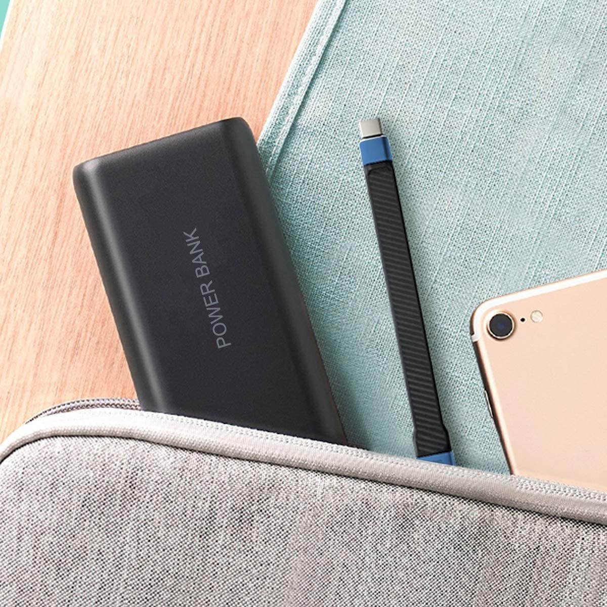 Short USB Type C Cable 0.45ft Aprilery Premium FPC Portable Flat USB A to USB C Cable USB 3.1 5Gbps 3A Quick Charge for Samsung Galaxy S20 S10 / Note 8 Laptop Power Bank Other USB C Charger