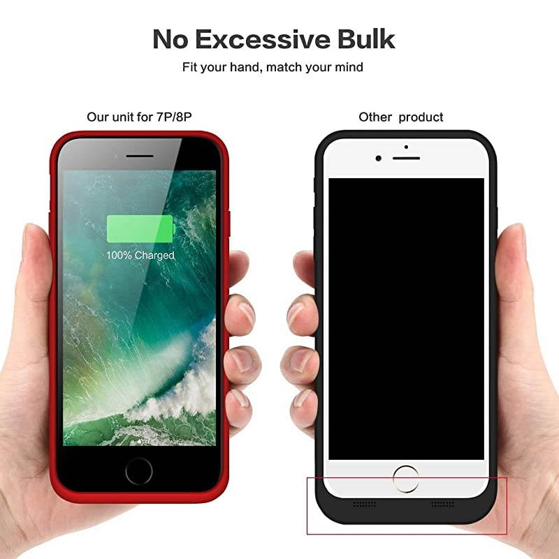 Case for iPhone 8plus/7plus/6 Plus/6s Plus, Upgraded [8500mAh] Protective Portable Charging Case Rechargeable Extended Pack for Apple iPhone 8plus/7plus/6 Plus/6s Plus(5.5') - Red