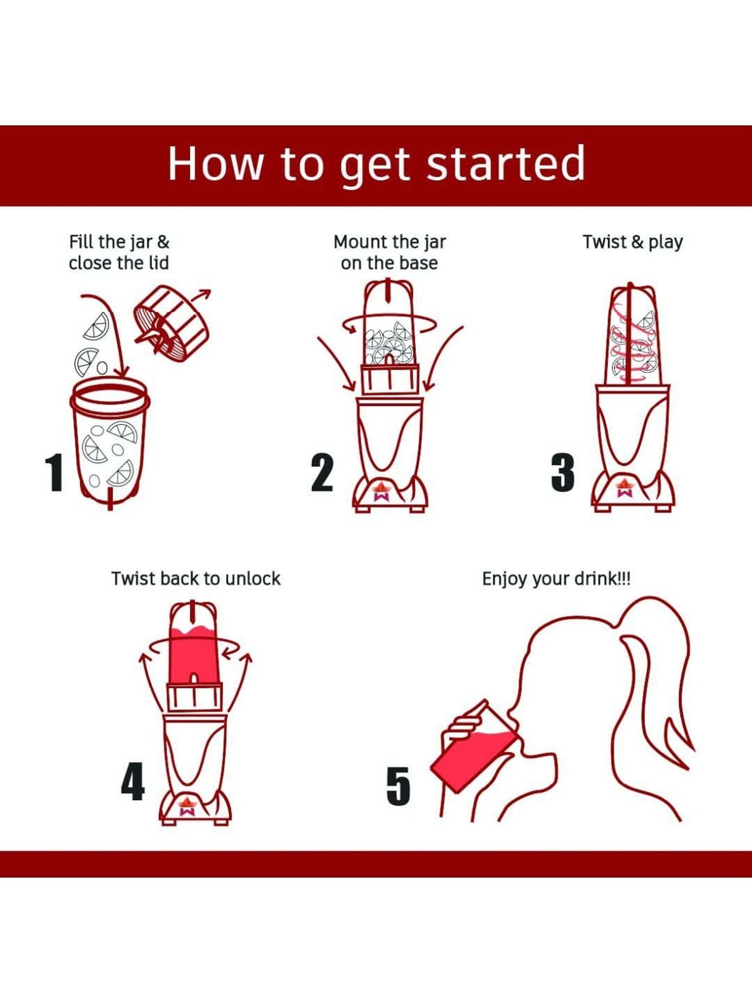 Wonderchef Nutri-blend BOLT CKM 22000 RPM Blender & Chopper with 4 Jars & Sipper lid (600W, Red)