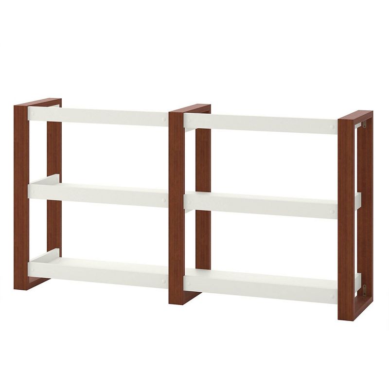 Voss Console Table with Shelves Cotton White/Serene Cherry - Kathy Ireland Home