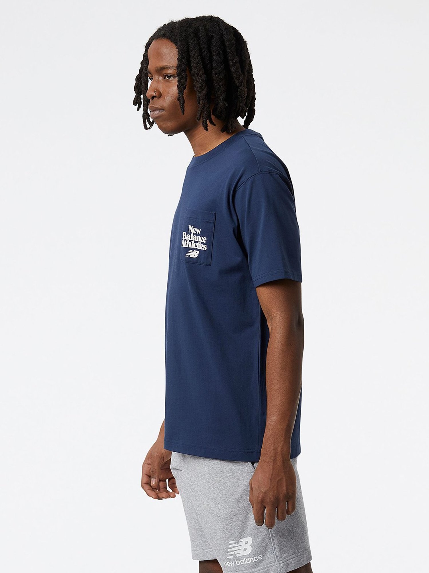 New Balance Navy Regular Fit Printed Crew T-Shirt