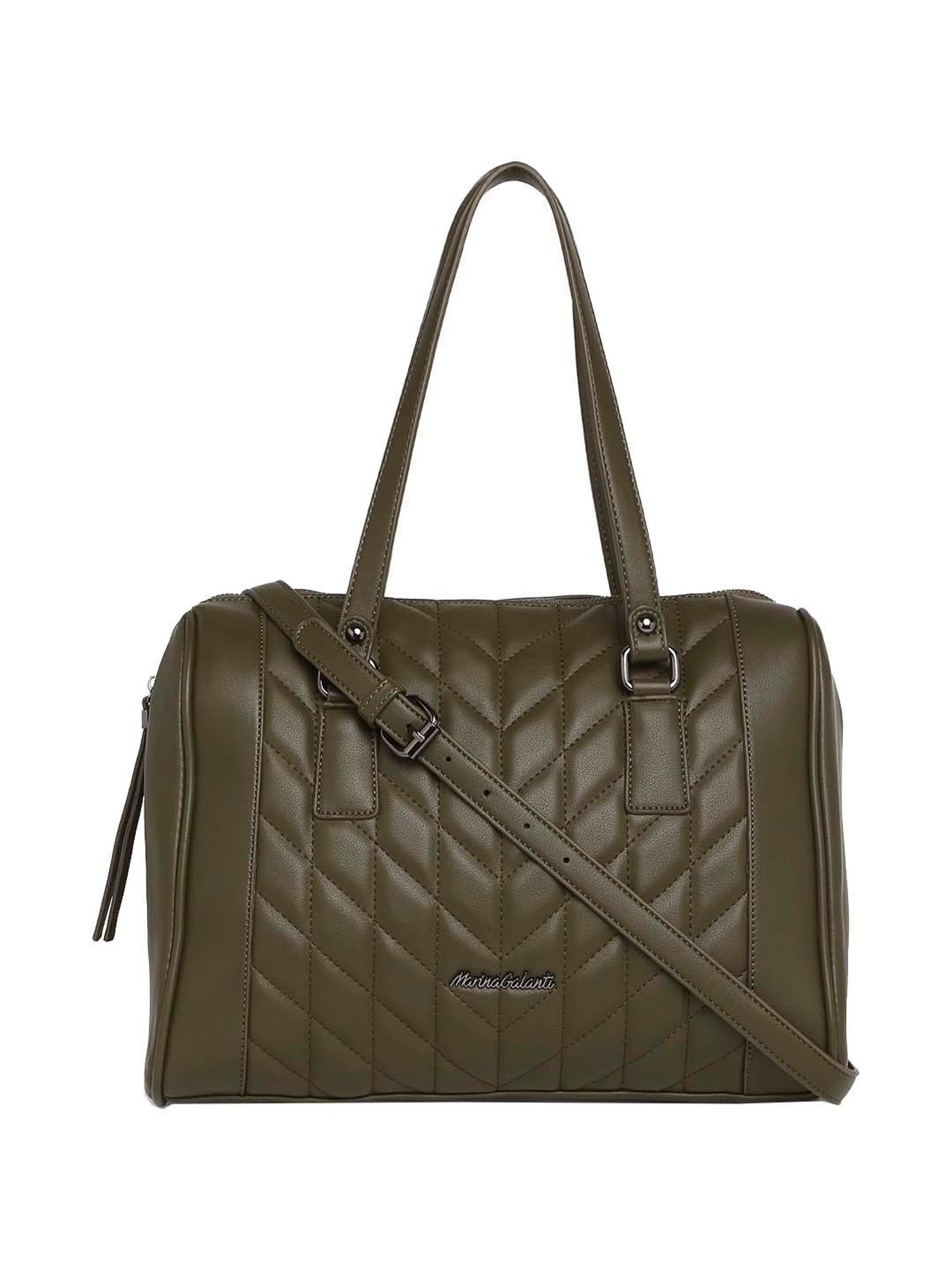 Marina Galanti Olive Quilted Medium Bowler Bag