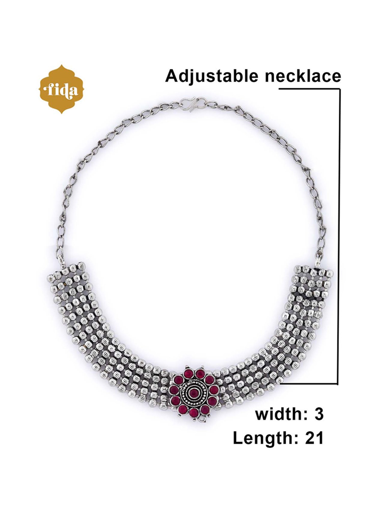 Fida With Stone Work Majenta Necklace