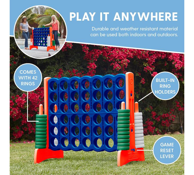 ECR4Kids Jumbo Four-To-Score Giant Game-Indoor/Outdoor 4-In-A-Row Connect - Blue and Orange