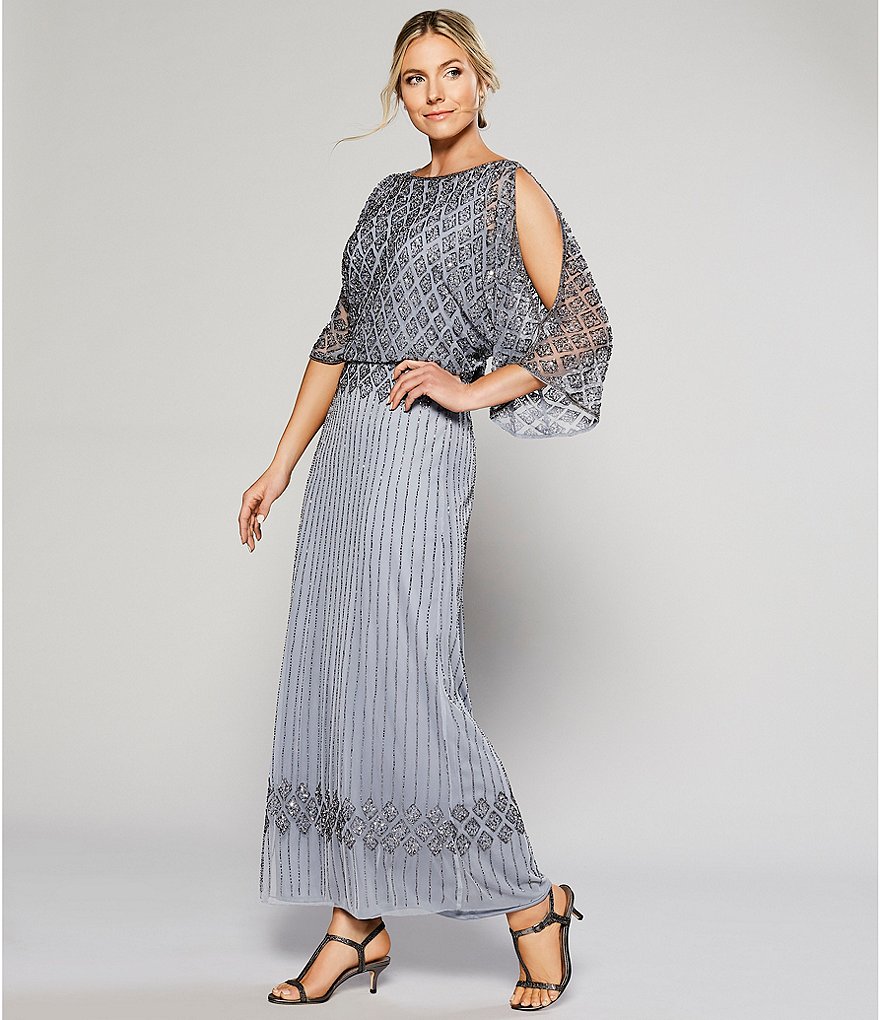 Pisarro Nights Beaded Bodice Blouson Gown