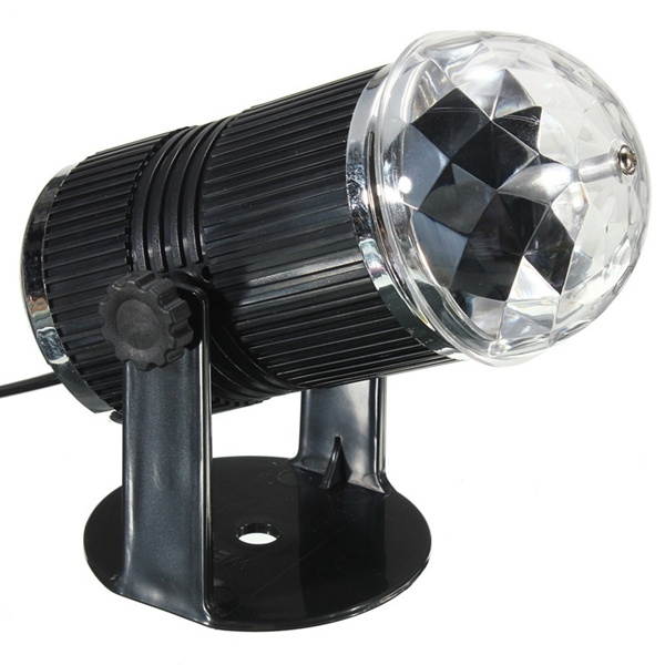 Mini 3W RGB Sound Activated Stage Light Rotating Projector for Xmas Wedding Party  US Plug