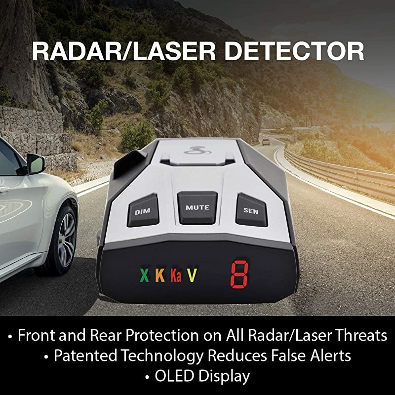 RAD 350 Laser Radar Detector - Long Range, False Alert Filter, OLED Display, Black