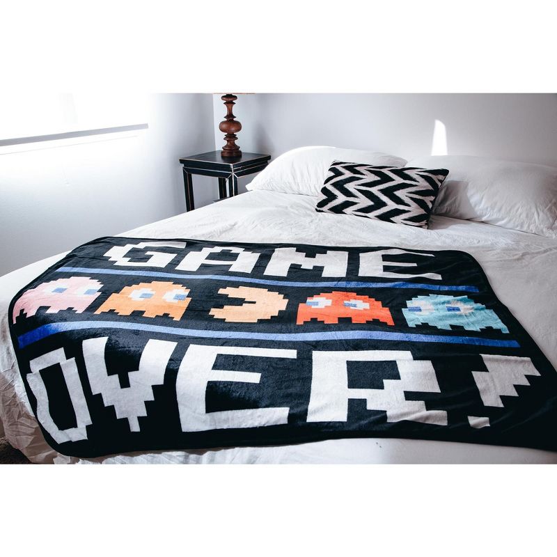 Just Funky Pac-Man "Game Over" Fleece Throw Blanket | 45 x 60 Inch Cozy Blanket