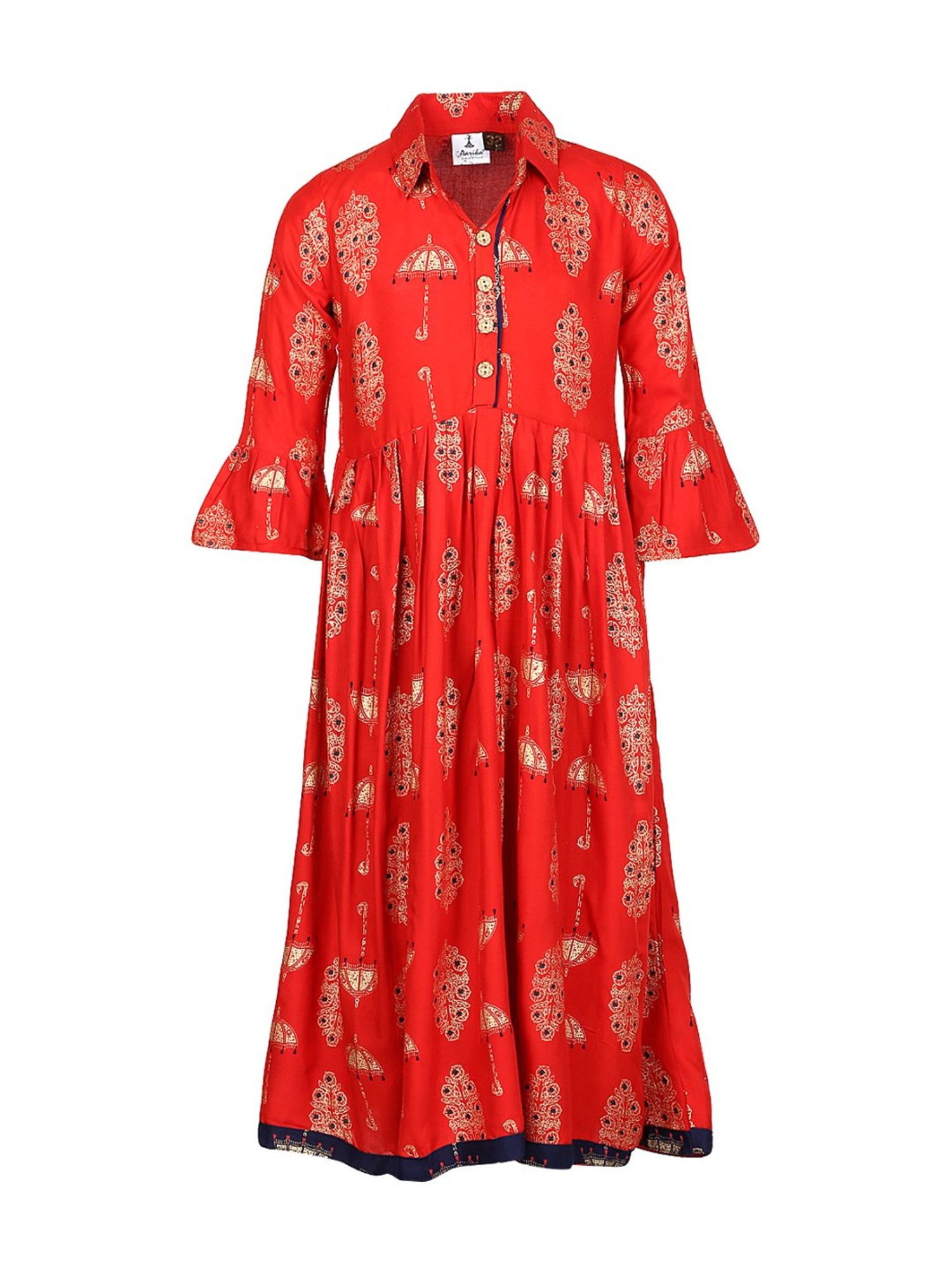 Peppermint Kids Navy Regular Fit Kurta Set