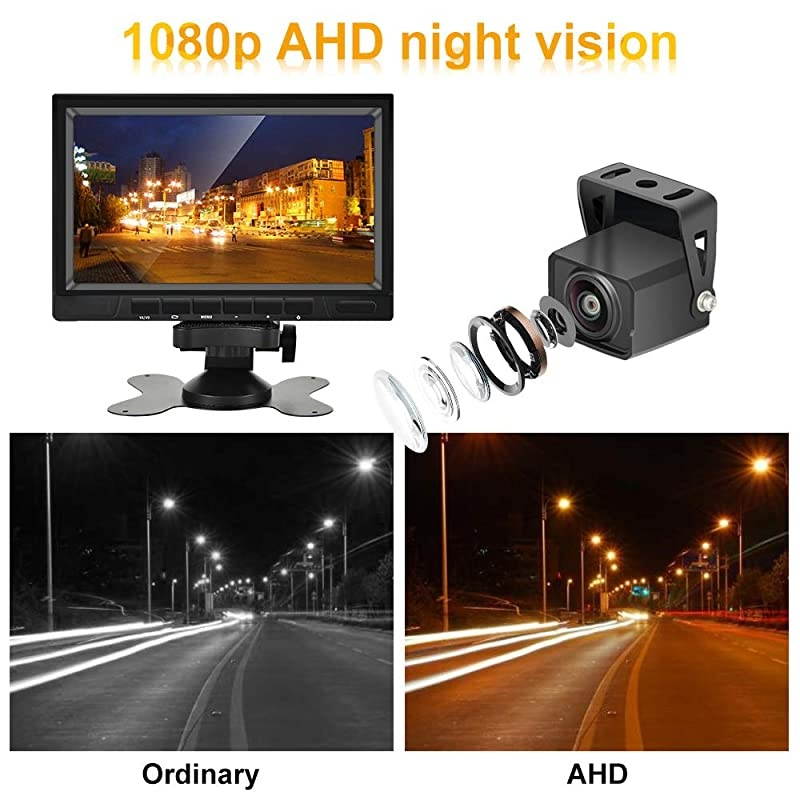 Backup Camera System Rearview Mirror with DVR Function 1080P HD 7 Inch Monitor Waterproof Night Vision Rear Veiw Camera for Truck Trailer Heavy Box RV Camper Bus 12V36V