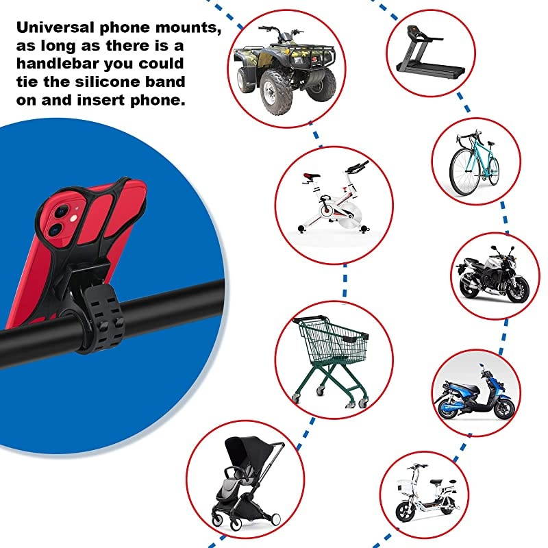 Bike Phone Mount  360&deg; Rotatable Silicone Detachable Bicycle Phone Holder Universal Dia 2046mm Handlebar Mount for Cycling GPS Compatible with iPhone X XR 12 11 88 Plus S20 S10+ S10