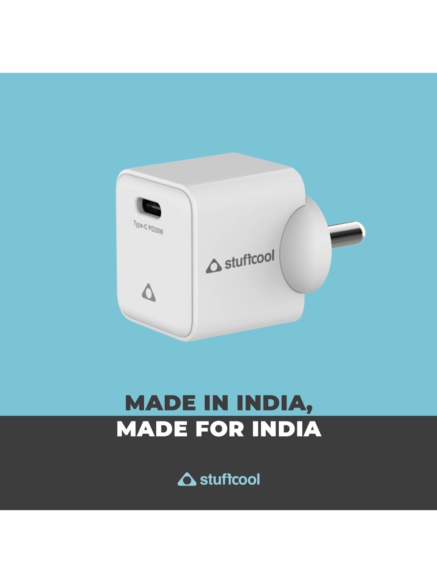 Stuffcool Pico PD20W Smallest Wall Charger, Made with Power Integrations (White)