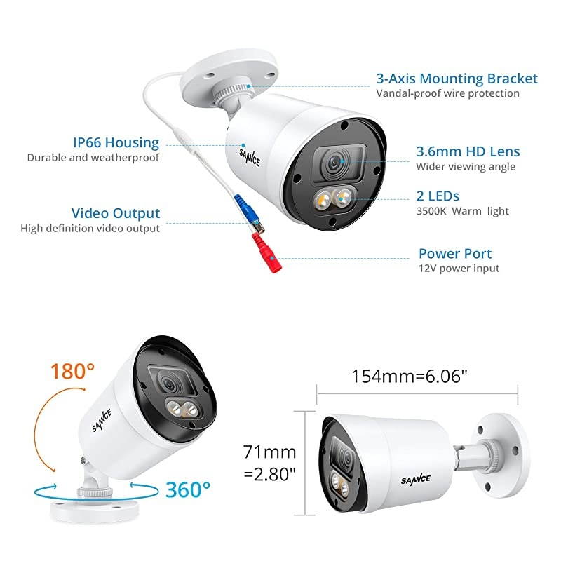 1080P Full Color Night Vision Surveillance System, 8CH 5MP-N Security Camera DVR 4Pcs 2MP Outdoor CCTV Camera with 2 x 3500K Warm Spotlight LED P2P Smart Motion Alert, 1TB HDD Included