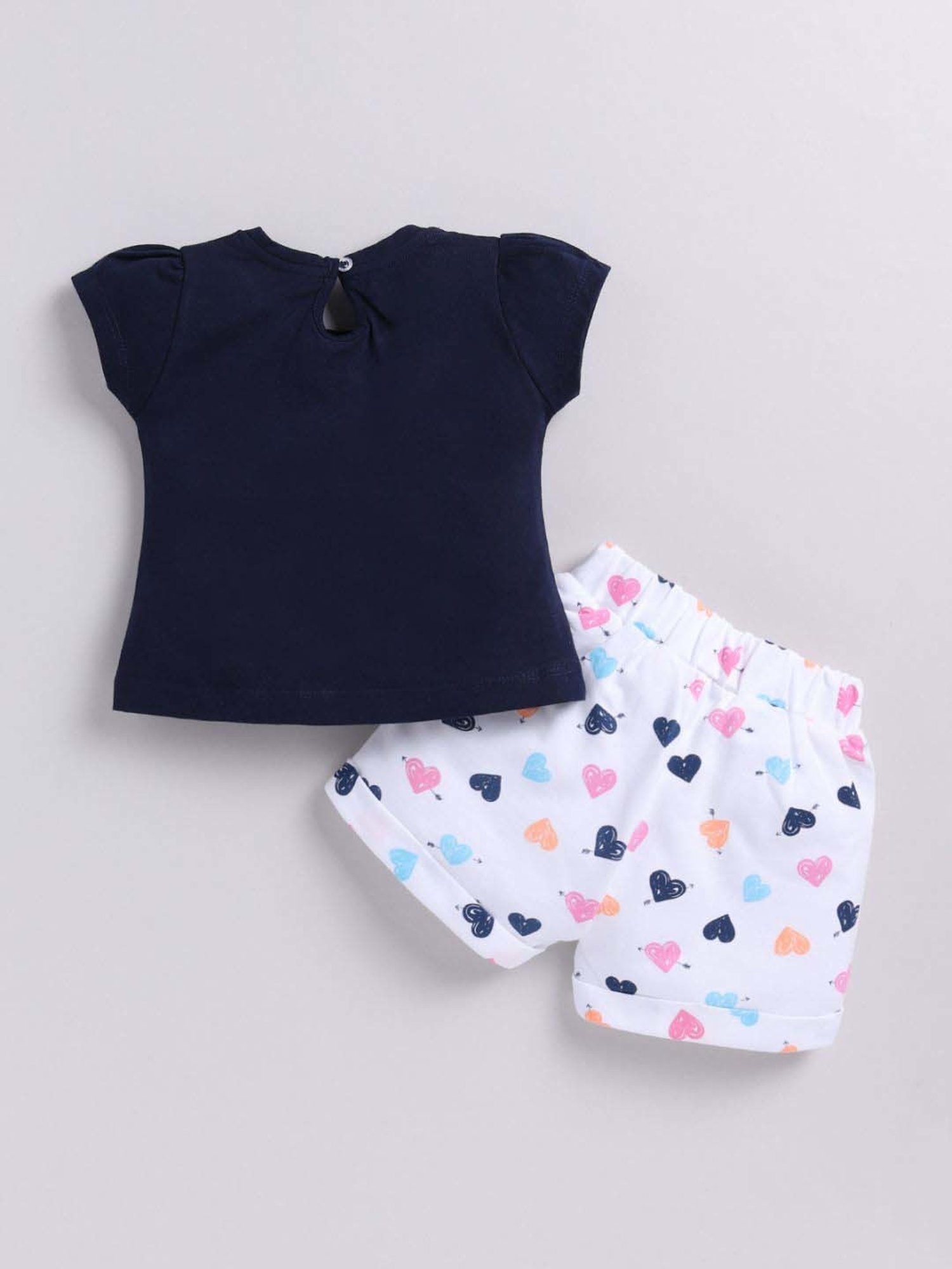 ANNIE Girls Blue & White Cotton Printed Top & Short sets