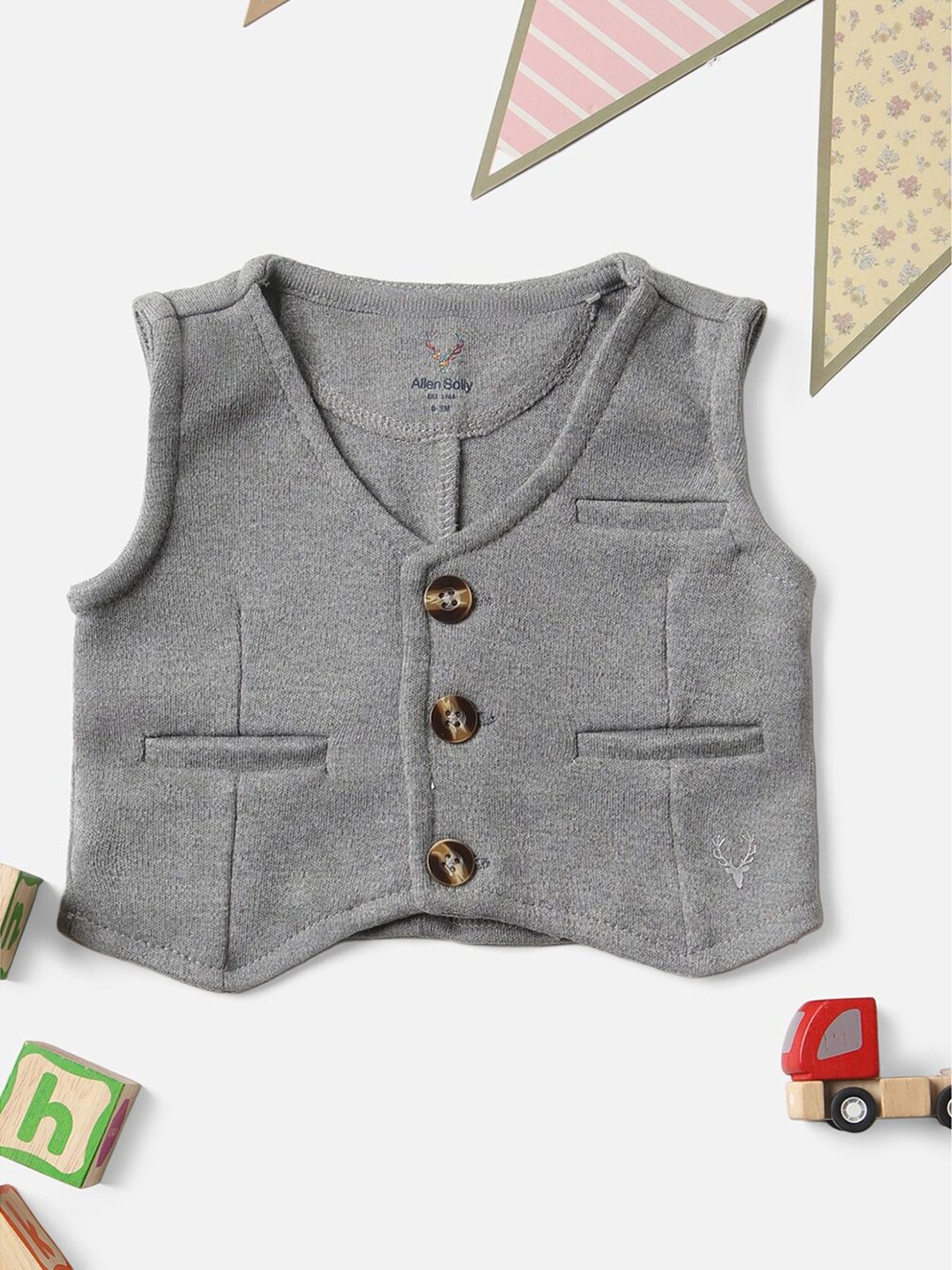 Allen Solly Junior Grey Textured Waistcoat