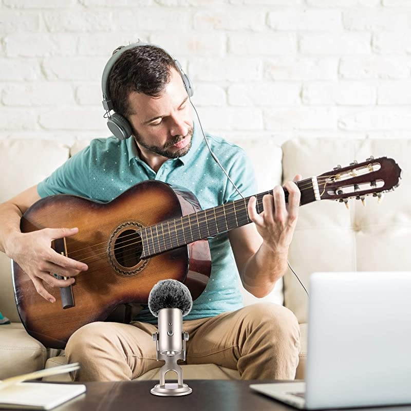 Cover Foam rophone Windscreen with Furry Windscreen Muff for Blue Yeti Yeti Pro Condenser rophone 2 Pack