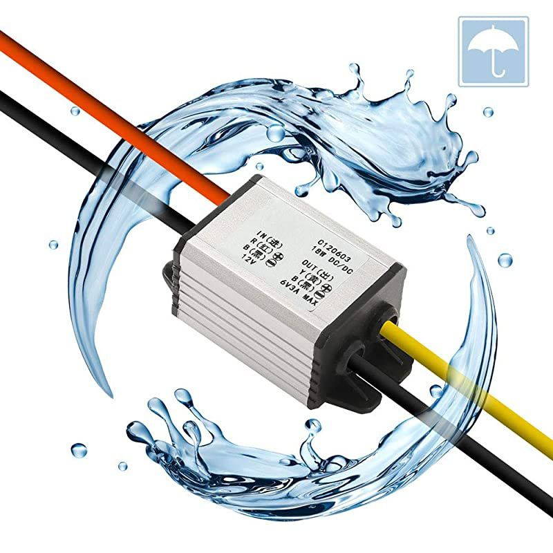 12V to 6V Car Power Voltage Converter DC 9V22V 12V to DC 6V Buck Voltage 3A 18W Waterproof DC Step Down Volt Module Power Supply Board Compatible with Car Vehicle Automotive LED Display Radio